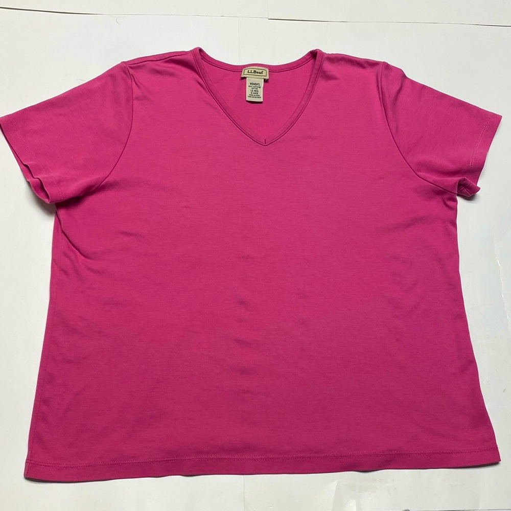 LL Bean Women's Pima Cotton Shaped V-Neck, Short-Sleeve